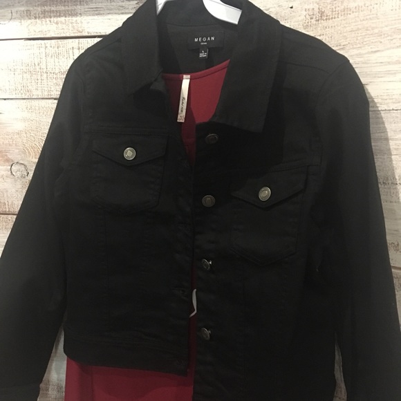 NWOT Black Denim Jacket 1 size Small left - Picture 5 of 8